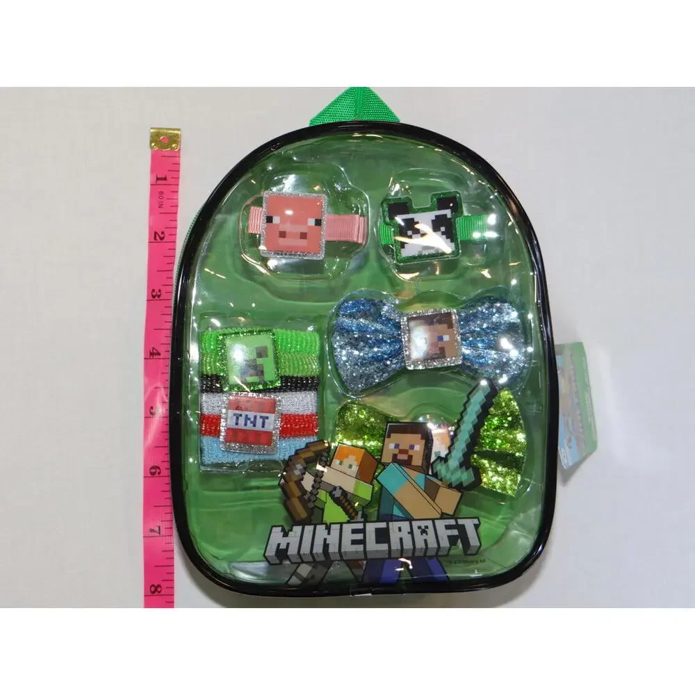 Minecraft Clear‎ Kids MINI Backpack with Character Hair Clips, Ties, and Bows!